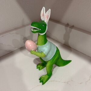 Easter Green Dinosaur Bunny Figurine with Pink Egg